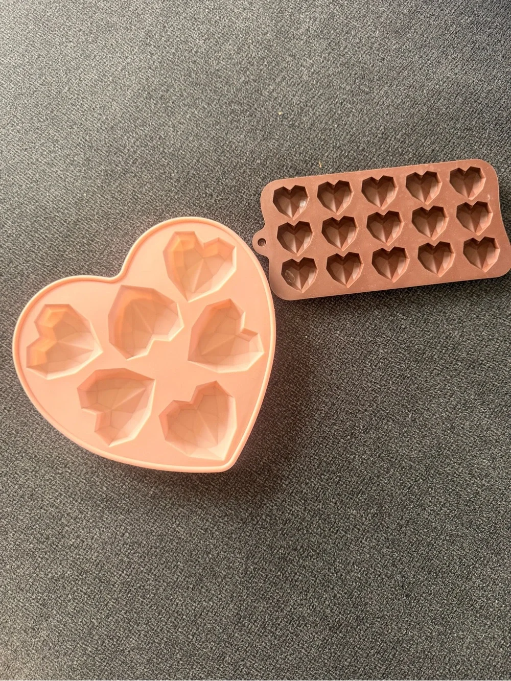 Silicone Heart Chocolate Mold Set - Pink and Brown